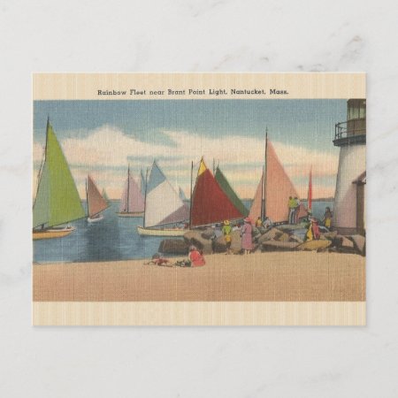 Vintage Nantucket Mass. Brant Point Light Postcard