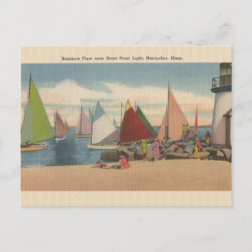 Vintage Nantucket Mass Brant Point Light Postcard