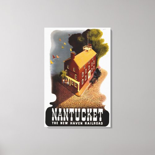 Vintage Nantucket Massachusetts America Poster Canvas Print