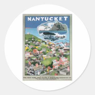 Vintage Nantucket Massachusetts Classic Round Sticker