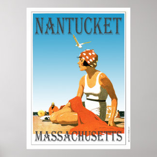 Vintage Nantucket on The Beach Poster