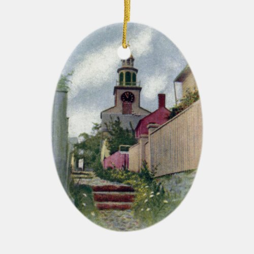 Vintage Nantucket View of South Tower Ceramic Ornament