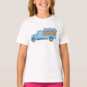 Vintage Nantucket Watercolor Blue Truck & Hydrange T-Shirt