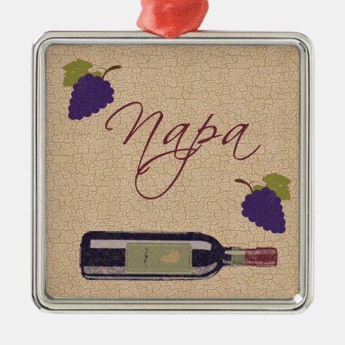Vintage Napa Wine Drinkers Metal Ornament