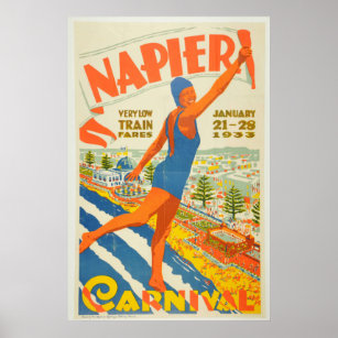 Vintage Napier Carnival New Zealand Travel Poster