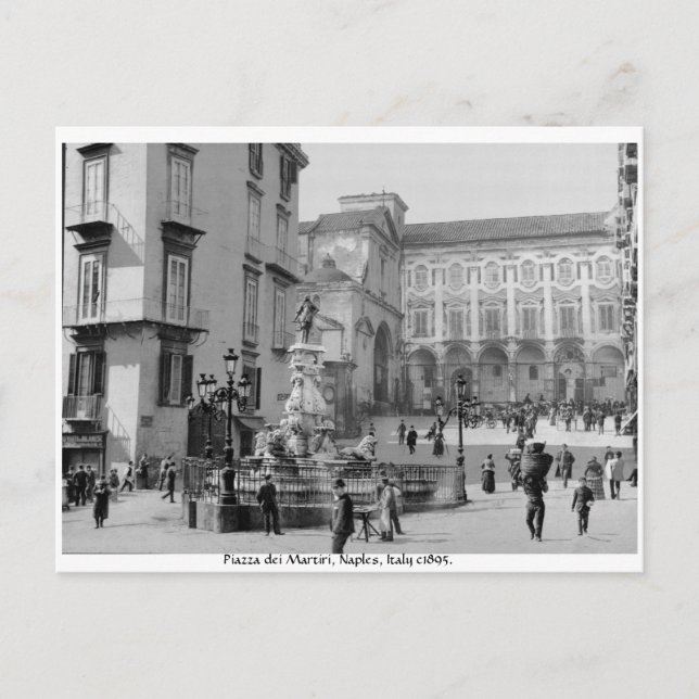 Vintage Naples Italy monument - Piazza dei Martiri Postcard (Front)
