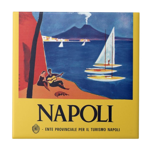 Vintage Naples Italy Travel Ceramic Tile (Front)