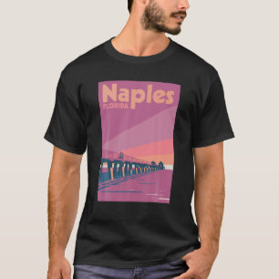 Vintage Naples Pier Sunset Sky Naples Beach Florid T-Shirt