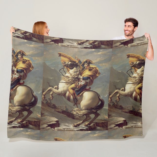 Vintage Napoleon Crossing the Alps Fleece Blanket (In Situ)