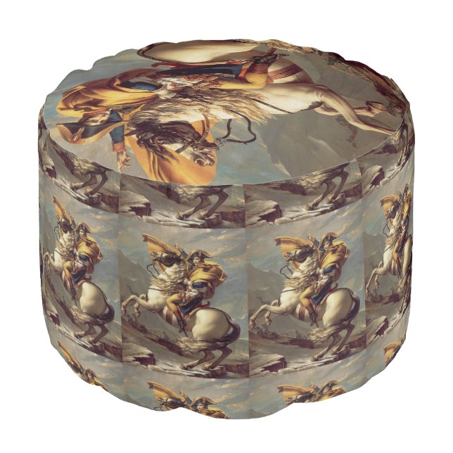 Vintage Napoleon Crossing the Alps Pouf (Angled Front)