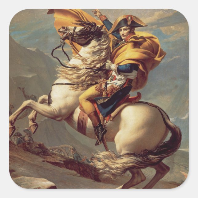 Vintage Napoleon Crossing the Alps Square Sticker (Front)