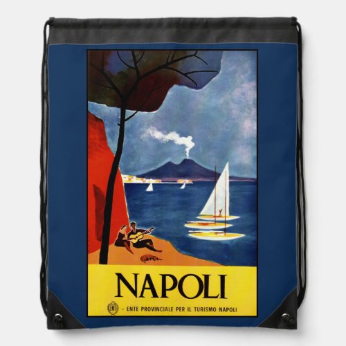 Vintage Napoli Naples Italy backbag Drawstring Bag