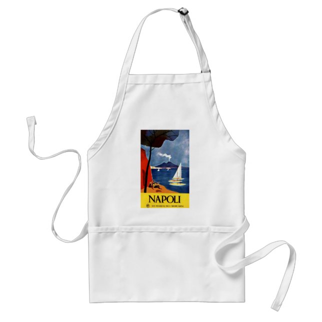 Vintage Napoli Travel Love Romance Adult Apron (Front)