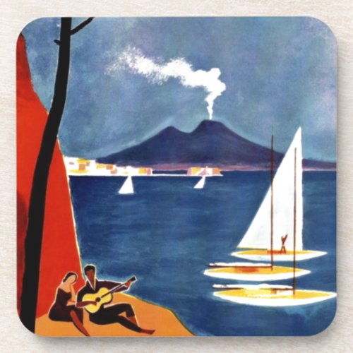 Vintage Napoli Travel Love Romance Drink Coaster