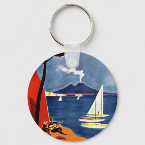 Vintage Napoli Travel Love Romance Keychain