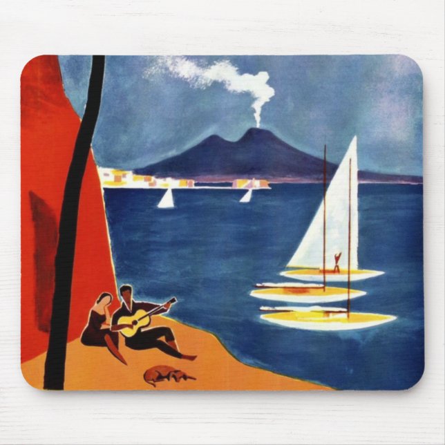 Vintage Napoli Travel Love Romance Mouse Pad (Front)