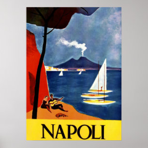 Vintage Napoli Travel Love Romance Poster