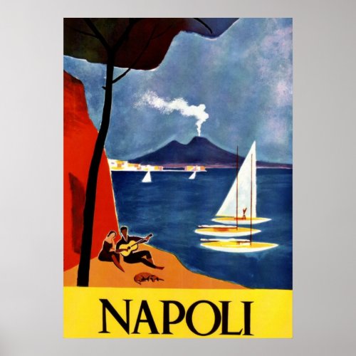 Vintage Napoli Travel Love Romance Poster