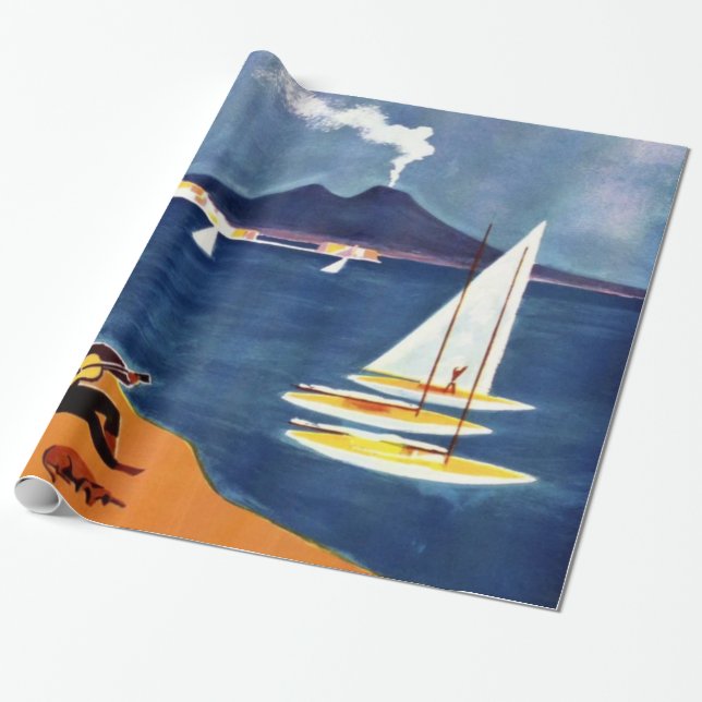 Vintage Napoli Travel Love Romance Wrapping Paper (Unrolled)