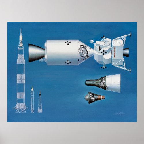 Vintage NASA Spacecraft and Rockets Poster