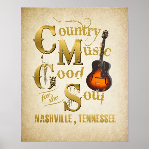 Vintage Nashville Country Music Poster