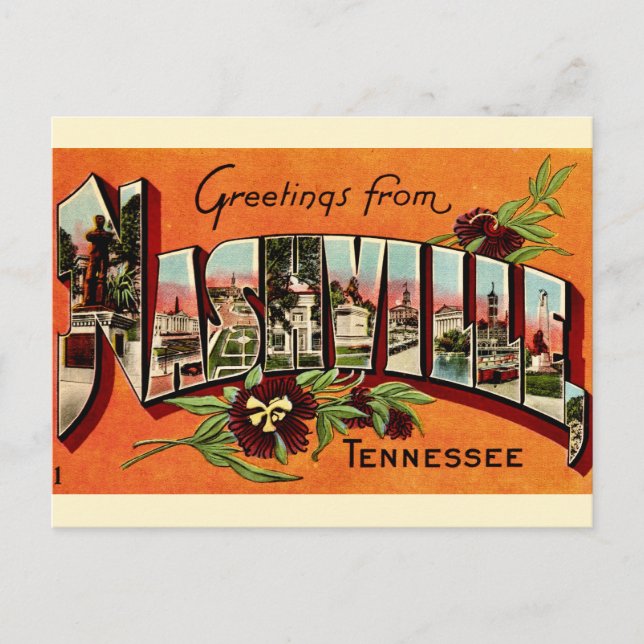 Vintage Nashville Greeting Orange Postcard (Front)