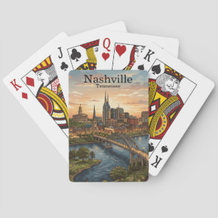 Vintage Nashville Tennessee Travel Skyline Art Poker Cards