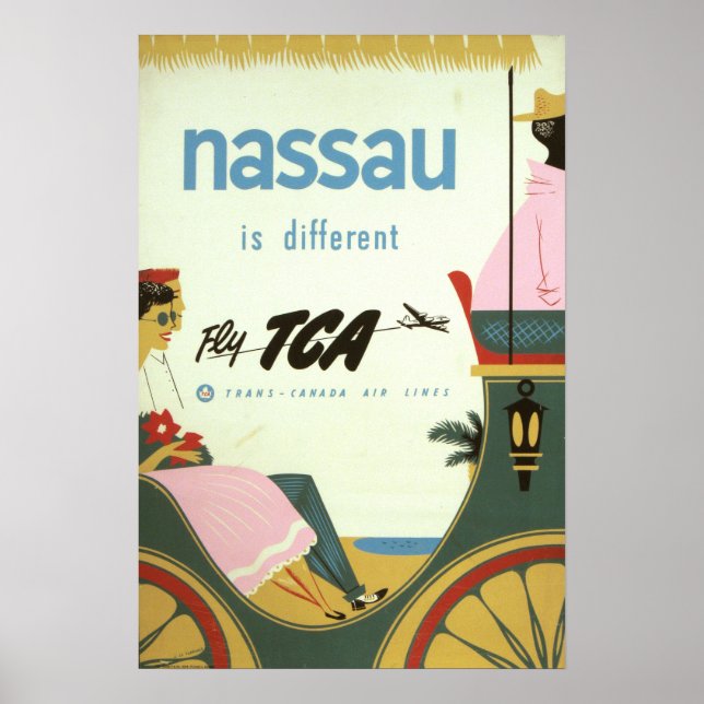 Vintage Nassau Bahamas Travel Poster (Front)