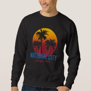 Vintage National City California Palm Trees Sunset Sweatshirt