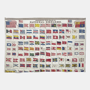 Vintage National Flags Chart - created 1863 Towel