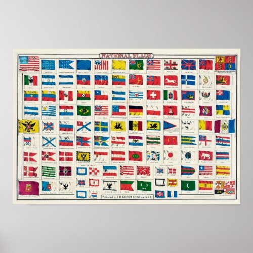 Vintage National Flags Poster