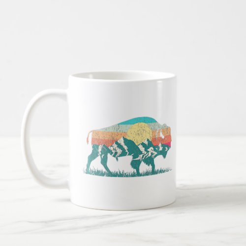 Vintage National Park Bison Landscape Buffalo Retr Coffee Mug