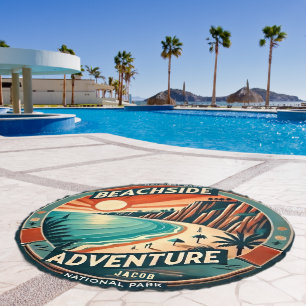 Vintage National Park Poster Monogram Beach Towel