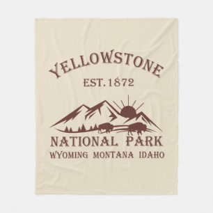 Vintage National Park Yellowstone Fleece Blanket
