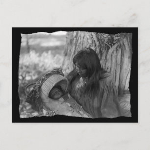 Vintage Native American Apache Woman Announcement Postcard