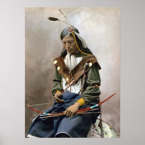 Vintage Native American Chief Bone Necklace Oglala Poster