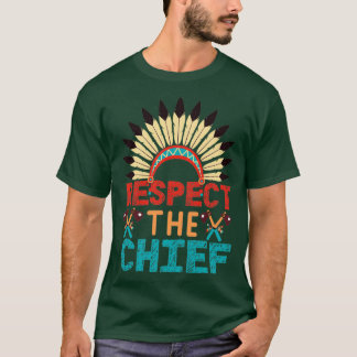 vintage Native American Chief Tribe Feather Headdr T-Shirt