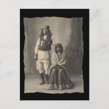 Vintage Native American Henry Wilson And Wife Moja Postcard by GranniesAttic at Zazzle