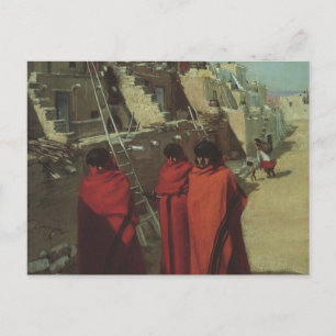 Vintage Native American, Hopi Pueblo by Louis Akin Postcard