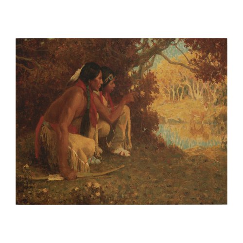 Vintage Native American Hunting for Deer by Couse Wood Wall Decor