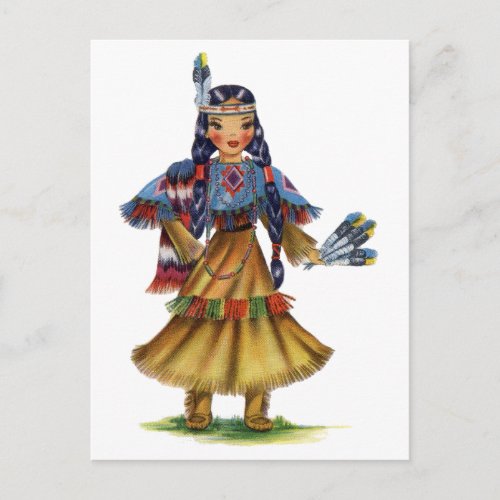 Vintage Native American in traditional dress Postcard