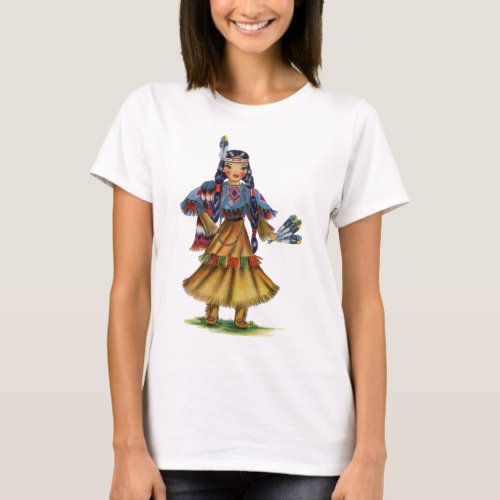 Vintage Native American in traditional dress T_Shirt