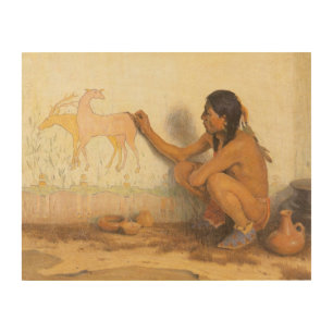 Vintage Native American, Indian Artist by Couse Wood Wall Art