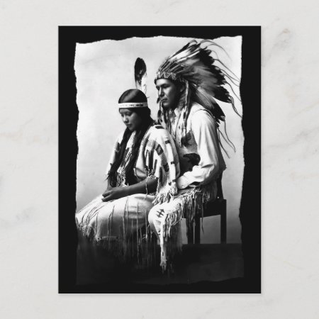 Vintage Native American Love Couple Bannock Tribe  Announcement Postca