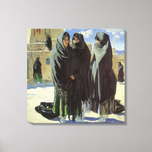 Vintage Native American Taos Girls by Walter Ufer Canvas Print