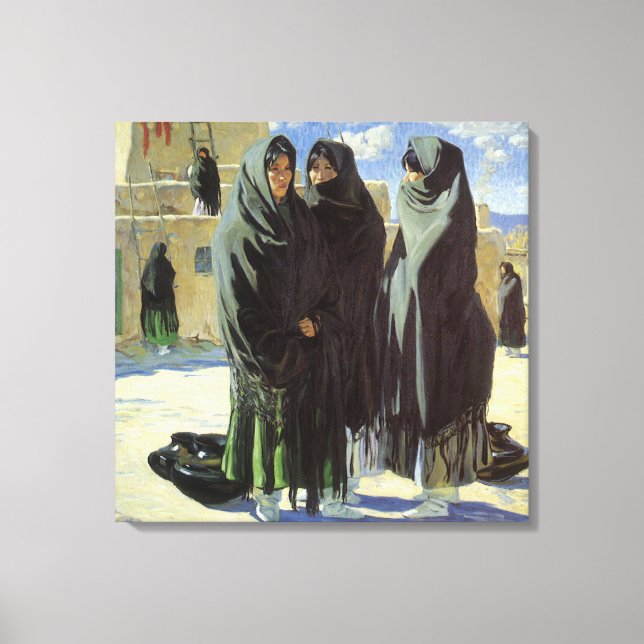 Vintage Native American, Taos Girls by Walter Ufer Canvas Print (Front)