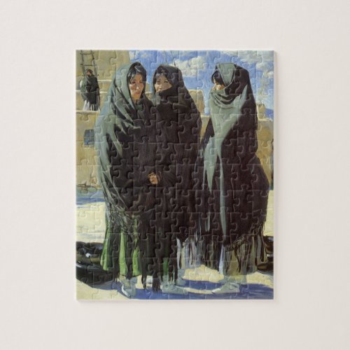 Vintage Native American Taos Girls by Walter Ufer Jigsaw Puzzle