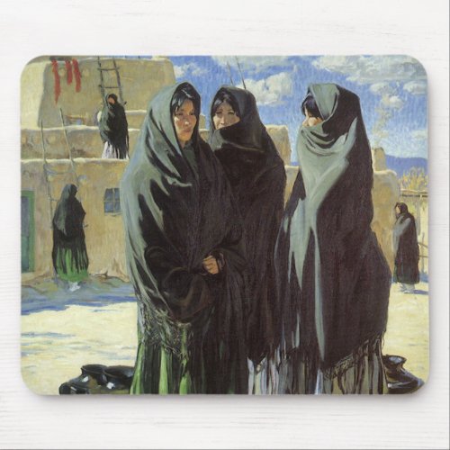 Vintage Native American Taos Girls by Walter Ufer Mouse Pad