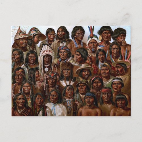 Vintage Native American tribes and picture Postcard