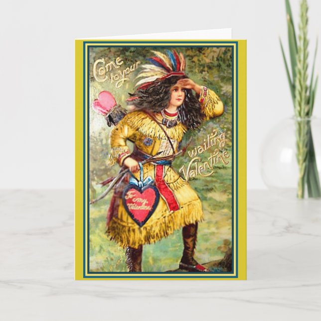 Vintage Native American Valentine Holiday Card (Front)